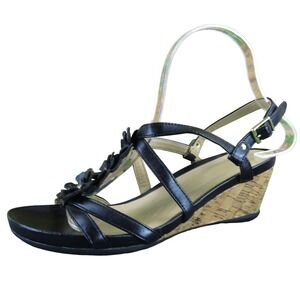 Naturalizer Women Floral Adjustable Gladiator Black Leather 7.5 Gently Used 2025